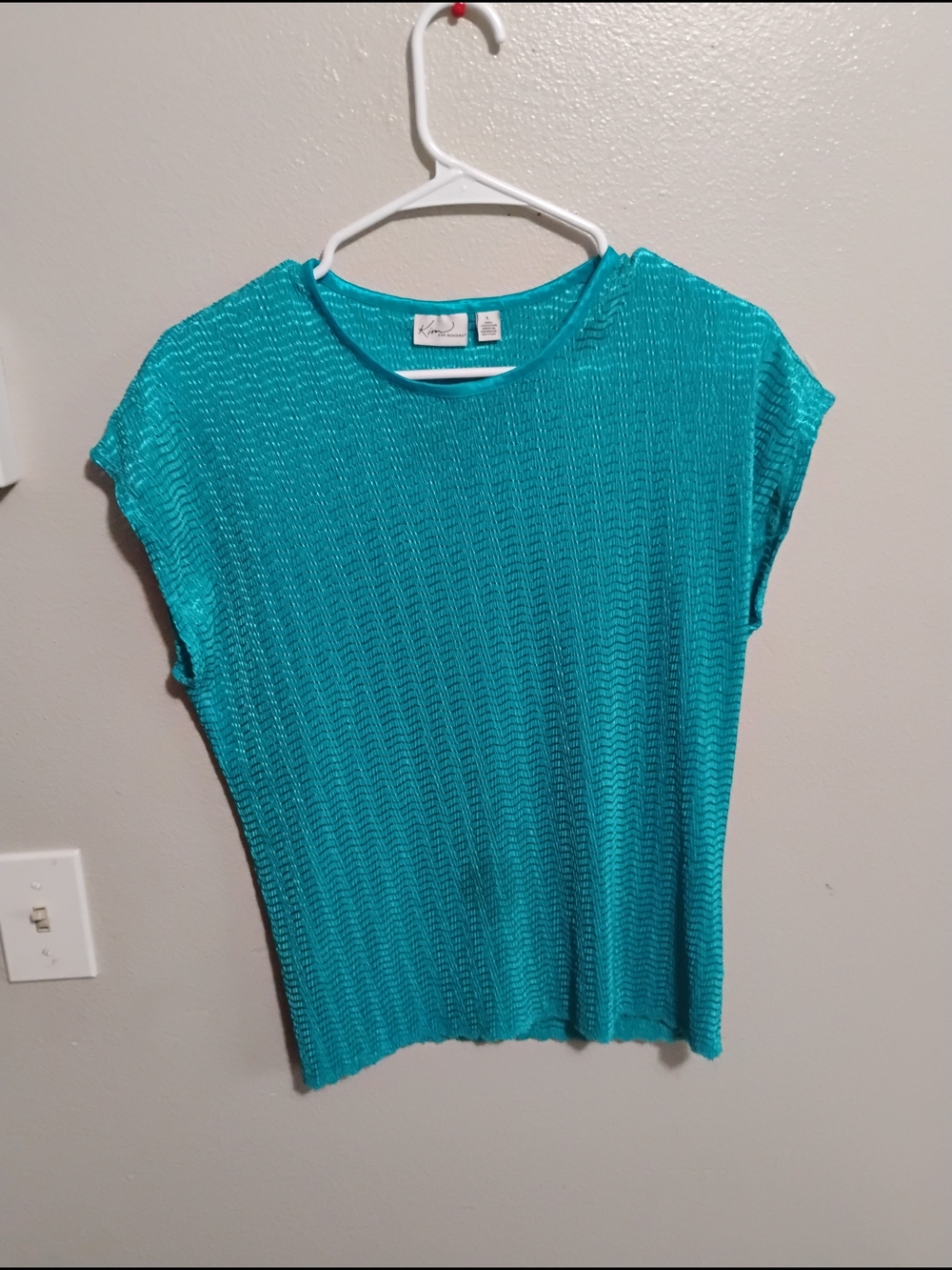 Karen Kane Teal Short Sleeve Textured Knit Top